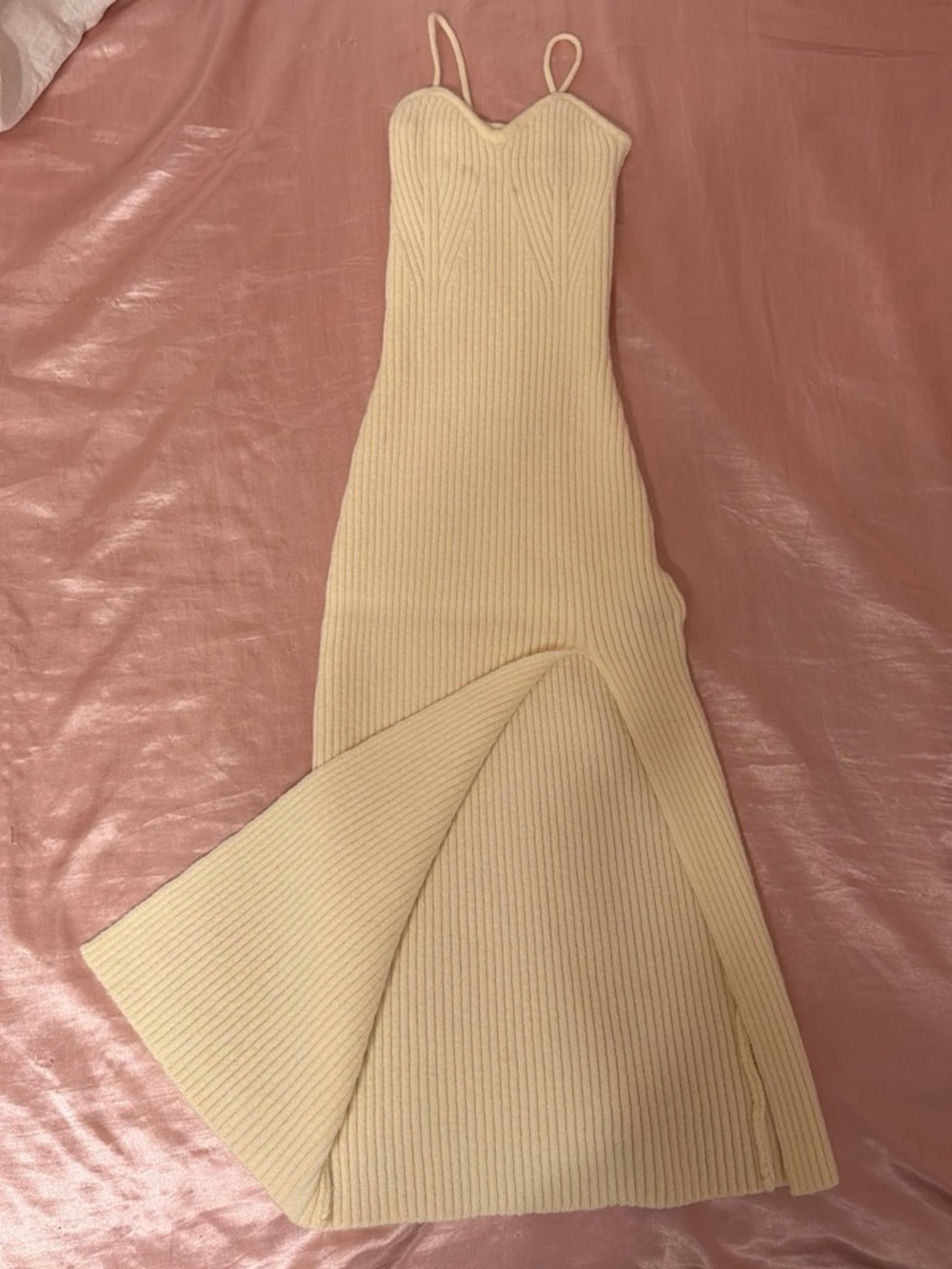 Cider Cream Ribbed Spaghetti-Strap Maxi Dress with Sweetheart Neckline - Picture 3 of 3